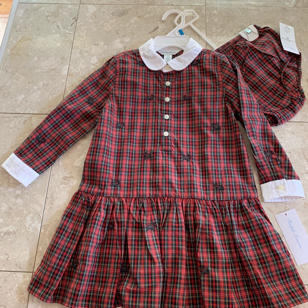 NWT RALPH LAUREN BRAND PLAID DRESS WITH BLOOMERS